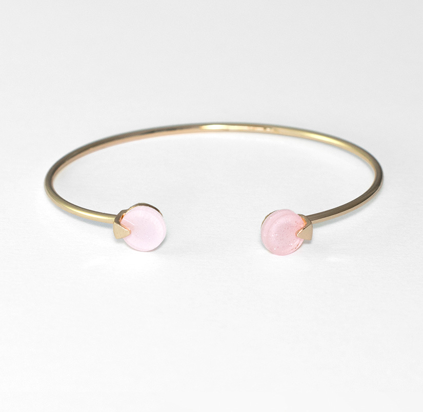 pale pink stone and gold bracelet