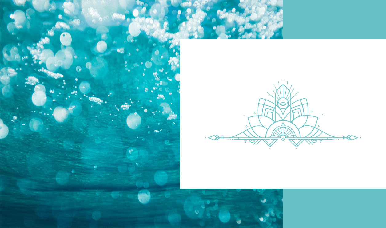 mandala logo concept with the texture sea as a background